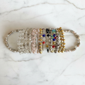 12 Pcs Crystal Beaded Bracelet Set on Marble