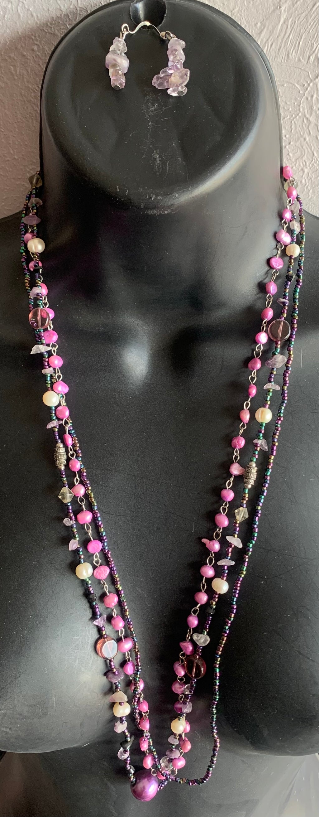 Habesha Multi-Strand Beaded Necklace & Earring Set