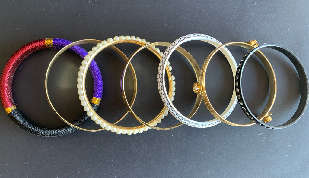Habesha Bangle Set – Red, Gold, Pearl & Silver Stack