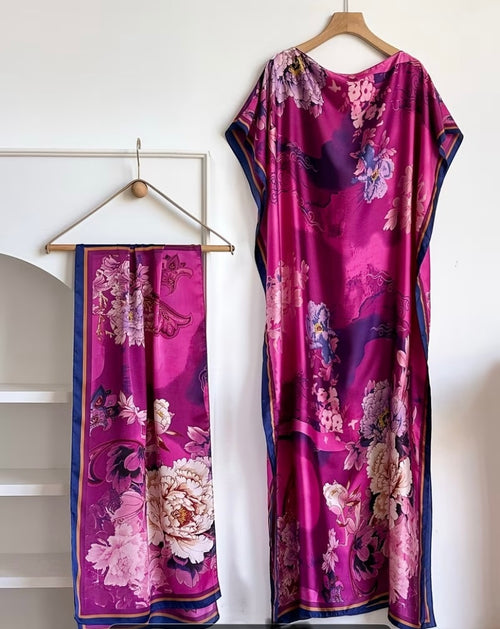 A Long Floral Print Dress in Plus Size for Women,