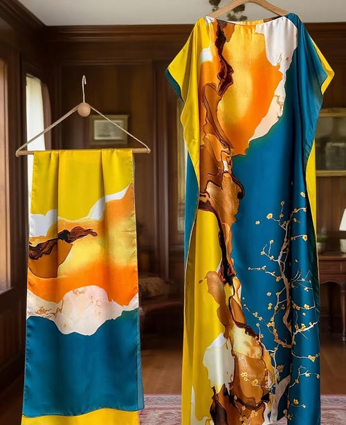 An Elegant Woman dress with Scarf