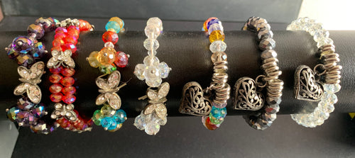 7 pcs assorted Crystal Beaded Bracelet
