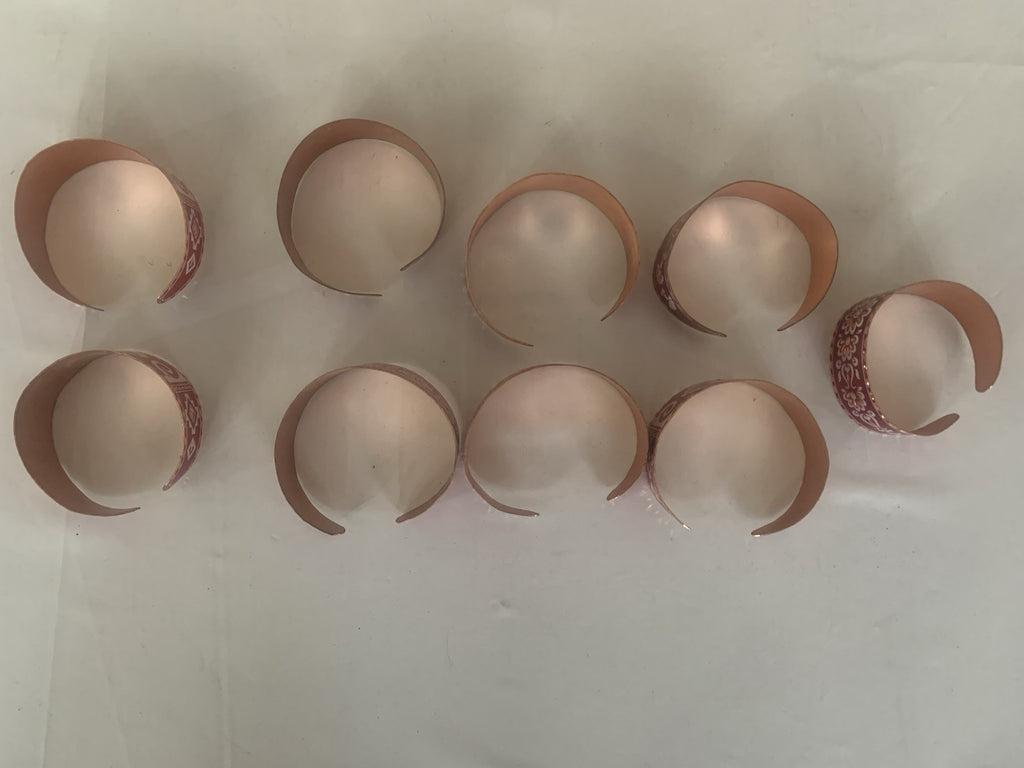 9 Pcs A Lot Handcrafted Flexible Copper Cuff Bracelets.