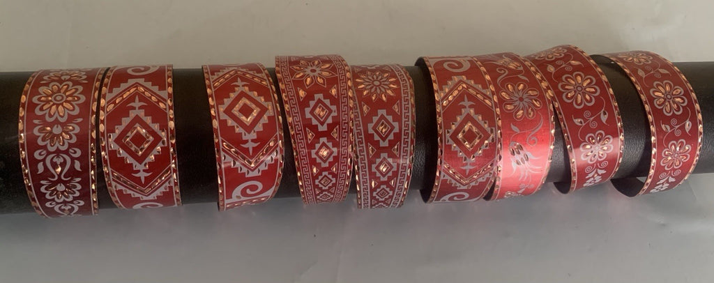 9 Pcs A Lot Handcrafted Flexible Copper Cuff Bracelets.