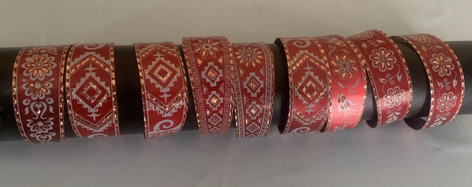 9 Pcs A Lot Handcrafted Flexible Copper Cuff Bracelets.