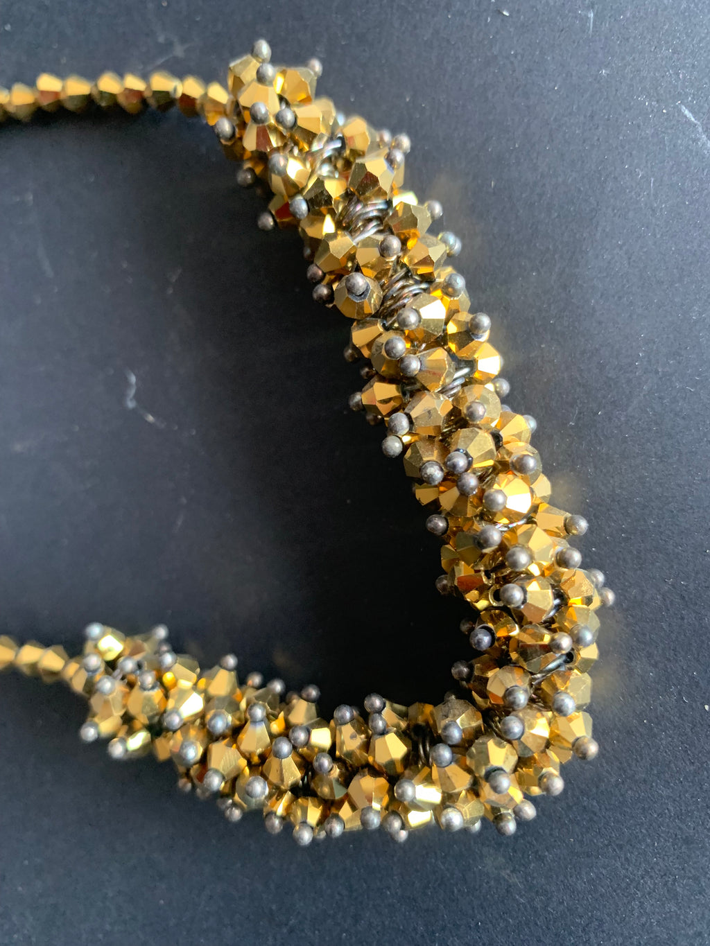 Gold Crystal Beaded Necklace & Earring Set
