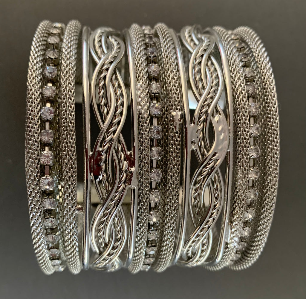 Silver Habesha Stacked Bangle Set