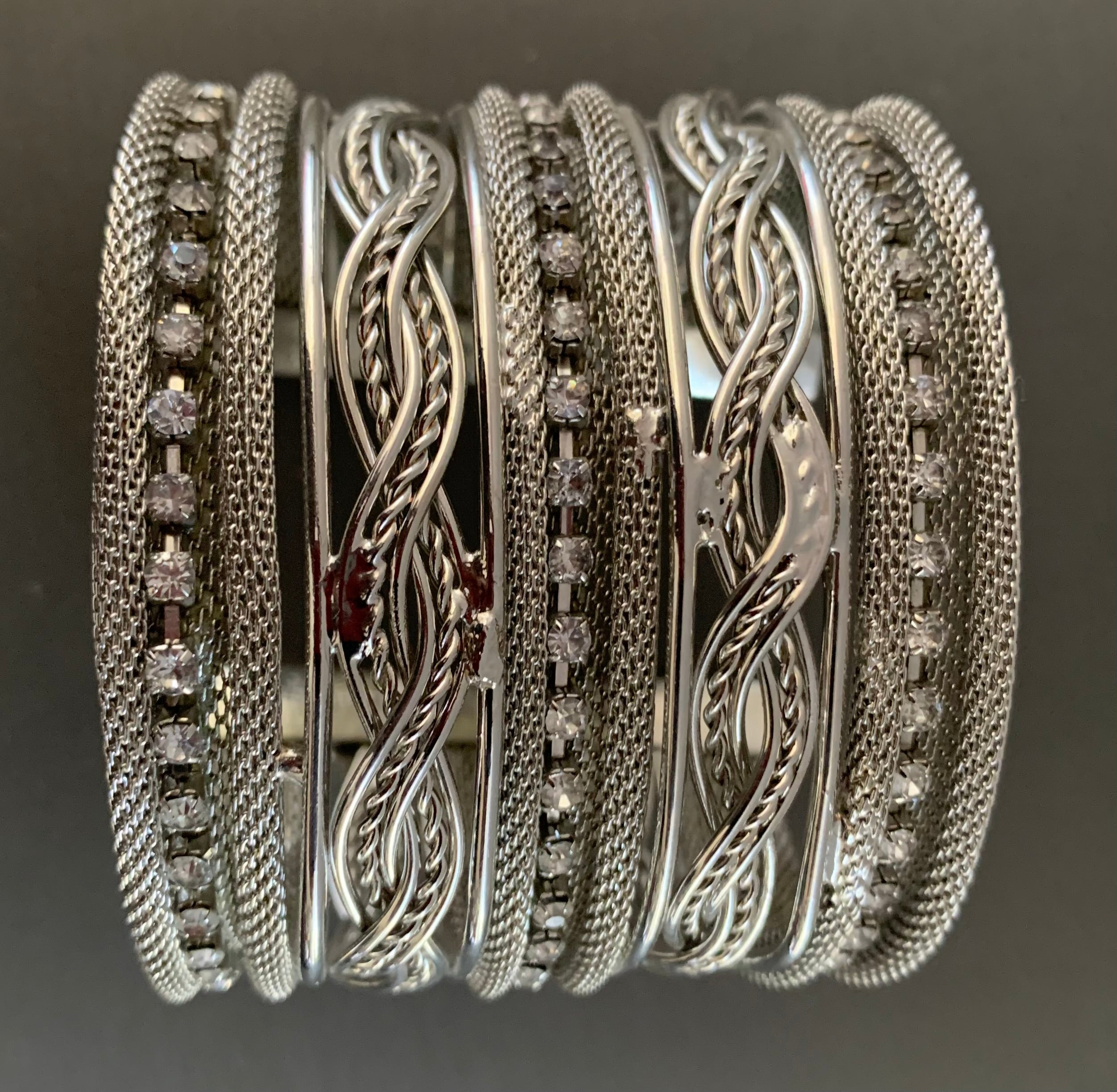 Silver Habesha Stacked Bangle Set