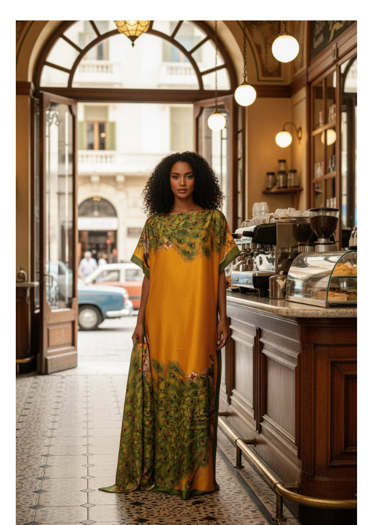 An Elegant Long Dress with Scarf