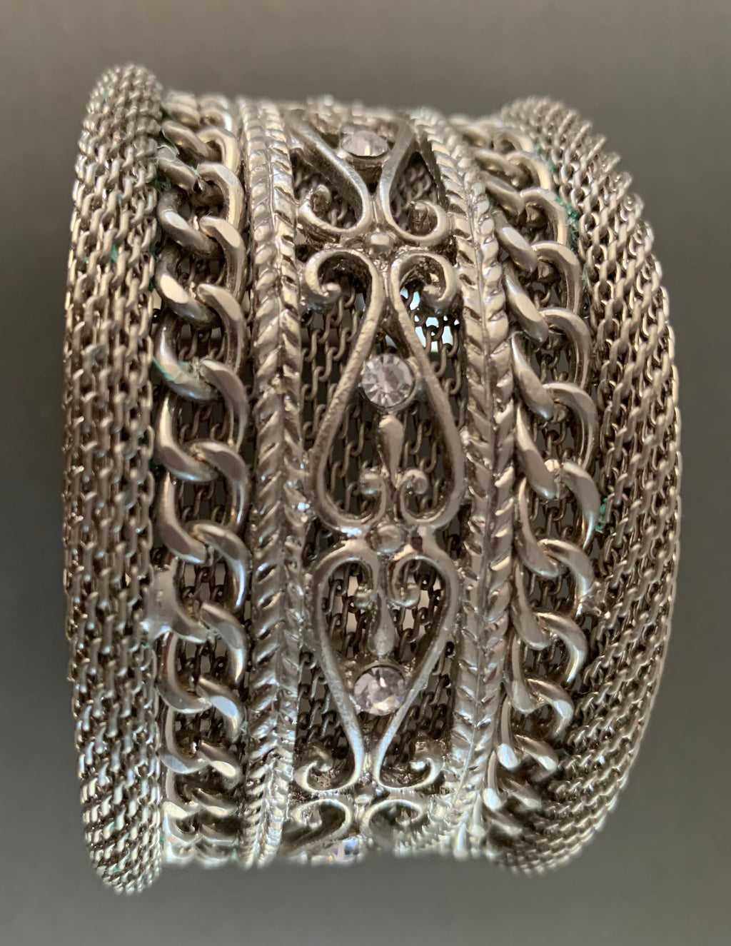 Silver Filigree Chain Cuff Bracelet