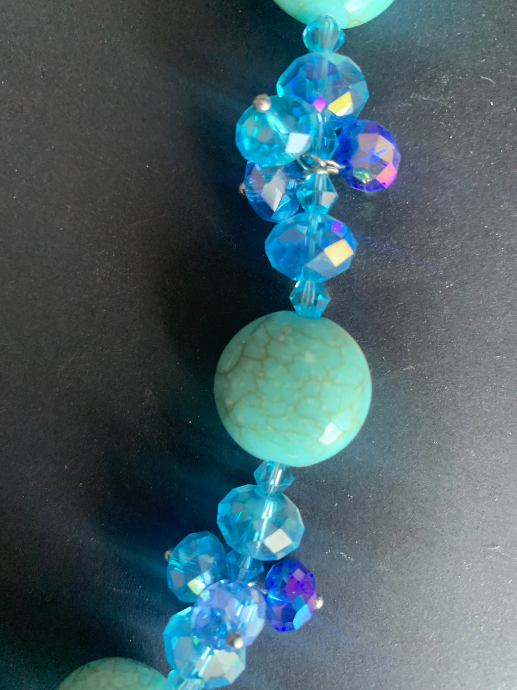 Turquoise Crystal & Mint Stone Necklace & Earring Setok