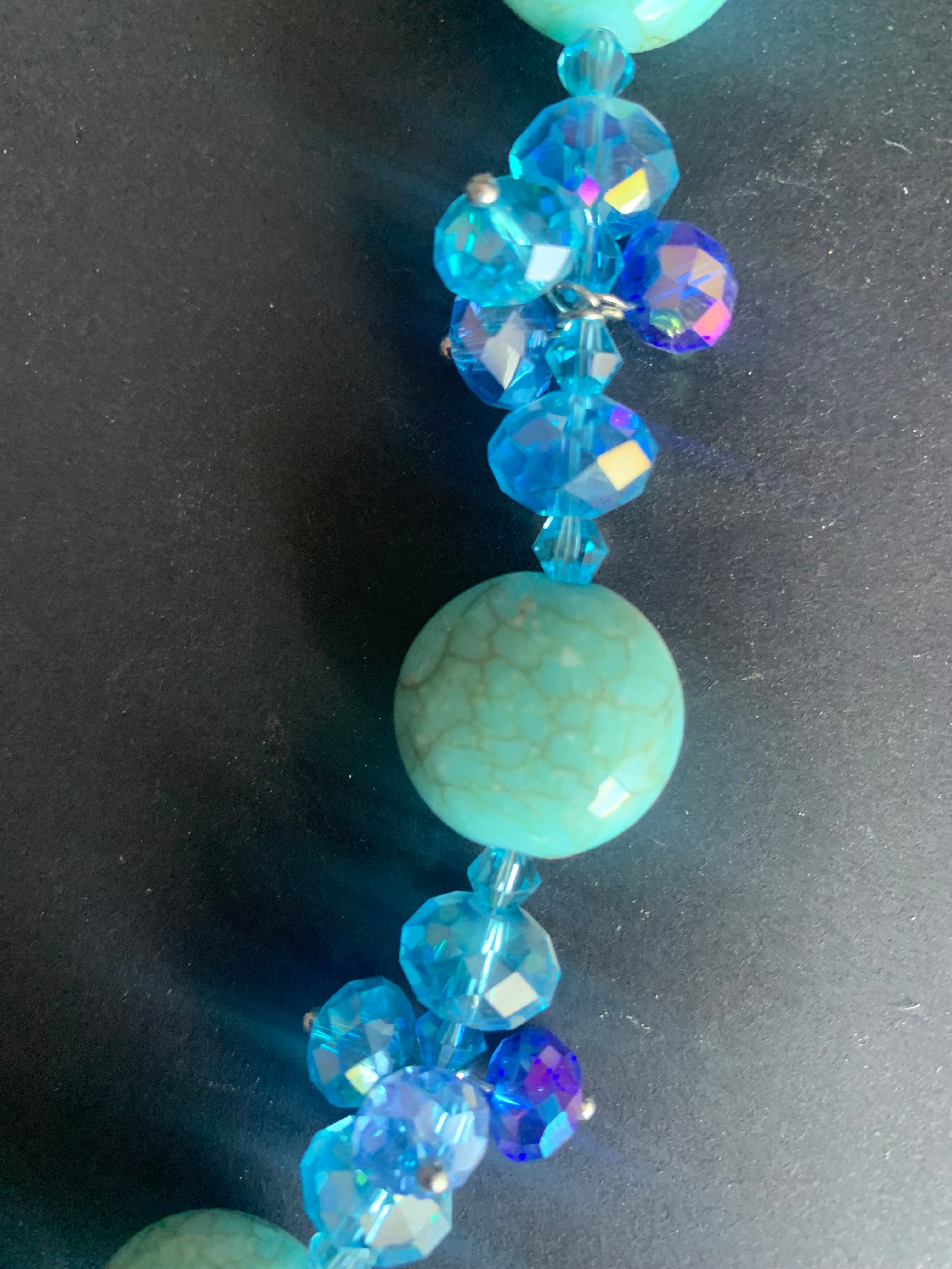 Turquoise Crystal & Mint Stone Necklace & Earring Setok