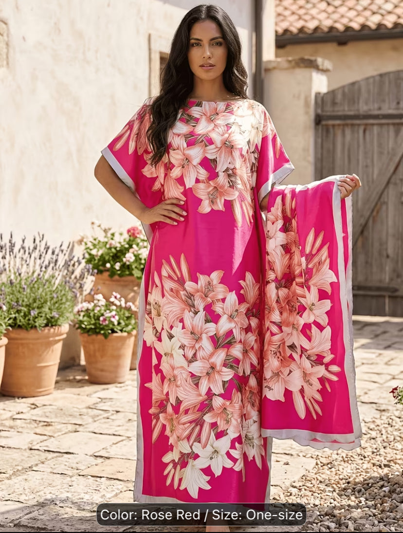 Elegant women Long dress with Scarf