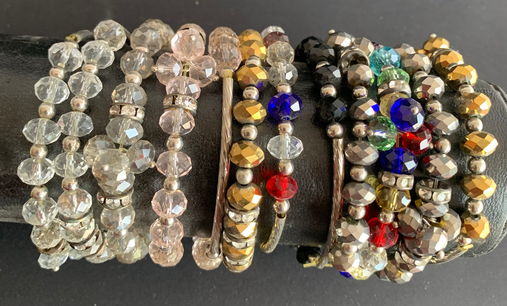 12 Pcs Crystal Beaded Bracelet Set