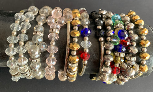 12 Pcs Crystal Beaded Bracelet Set