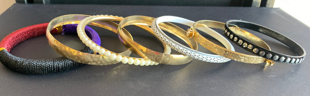 Habesha Bangle Set – Red, Gold, Pearl & Silver Stack
