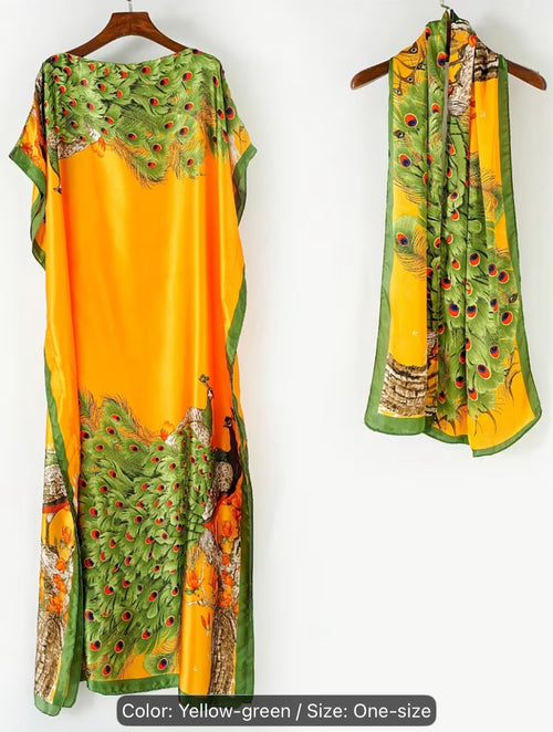 An Elegant Long Dress with Scarf