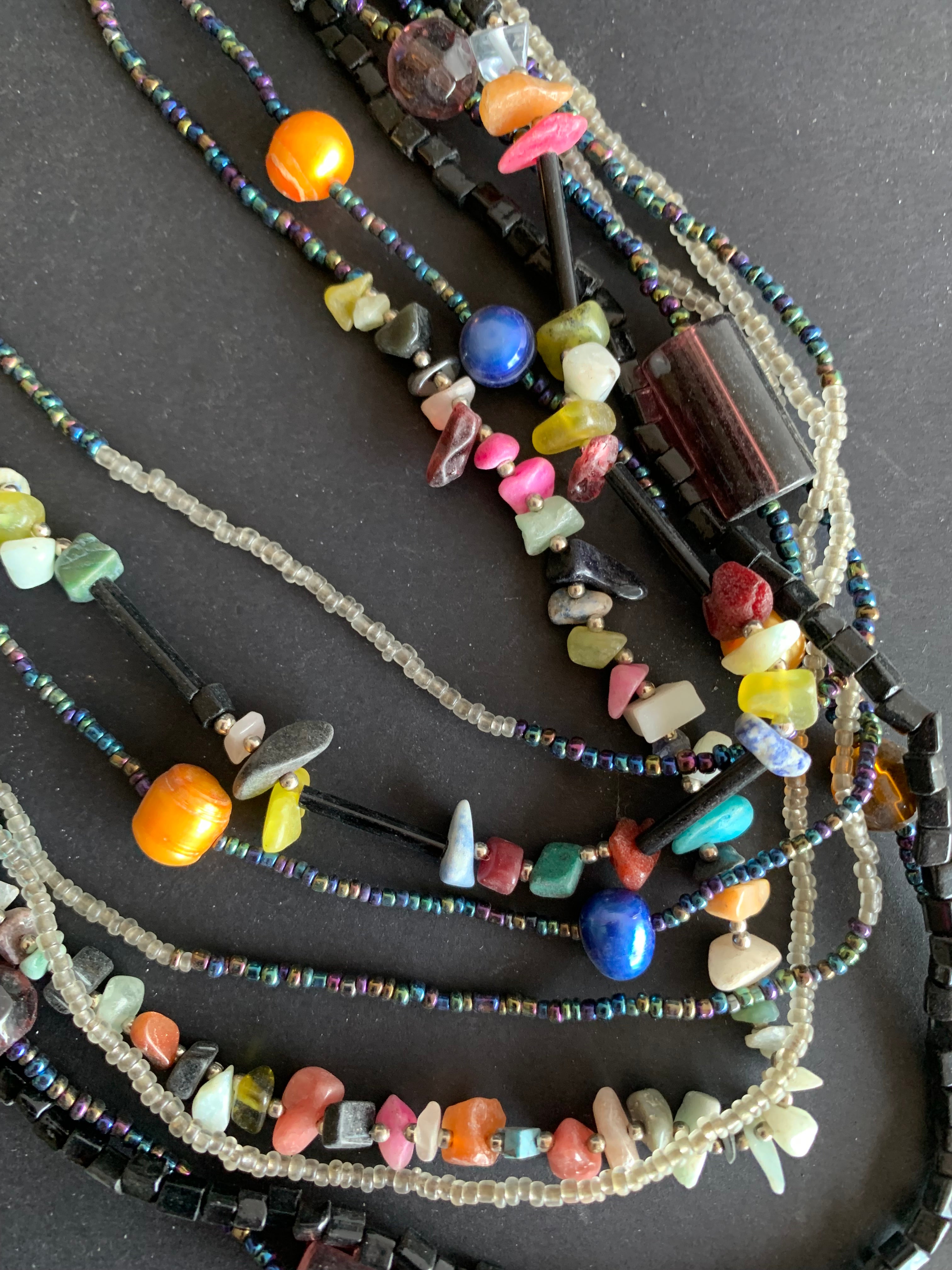 Multi-Strand Beaded Necklace & Earrings Set