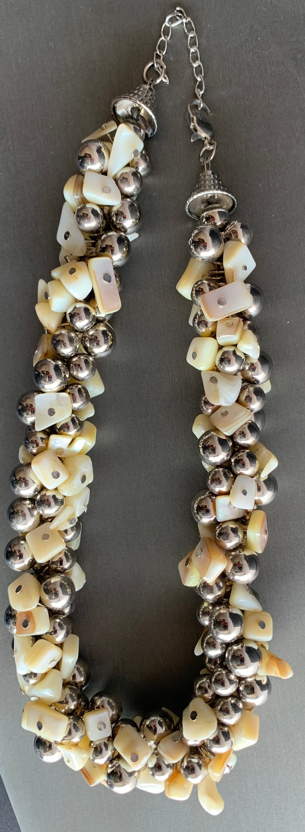 Mother of Pearl & Silver Bead Twisted Necklace