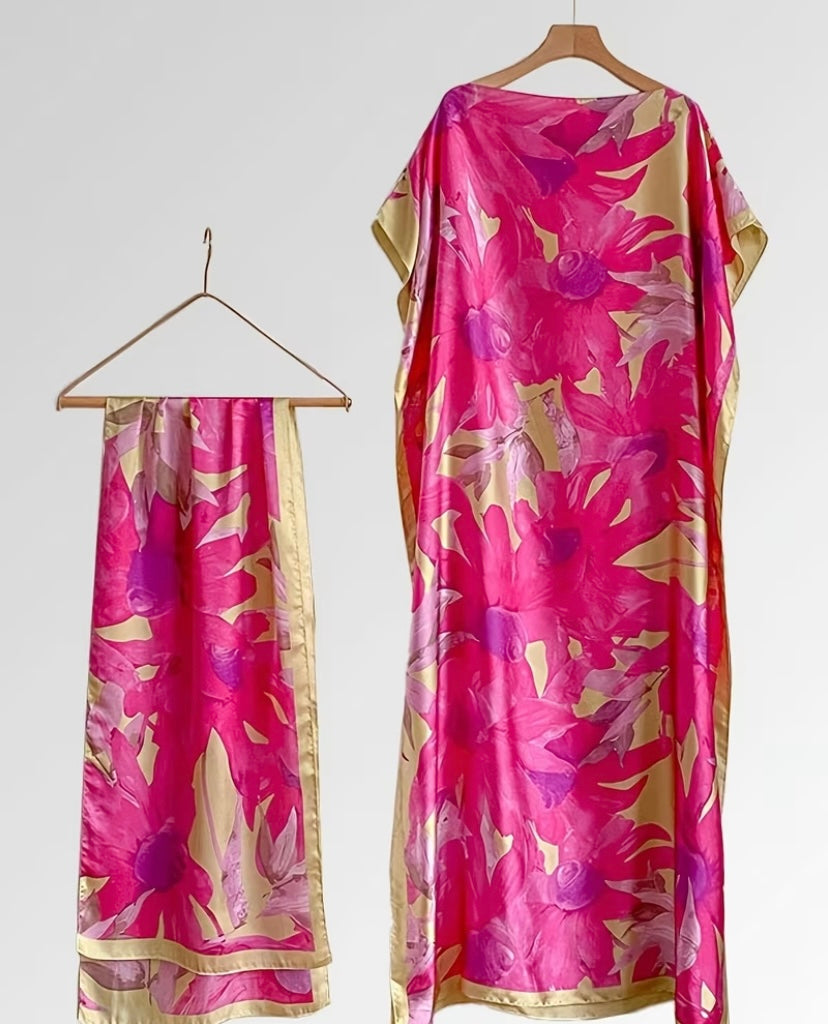 Elegant women long dress with Scarf