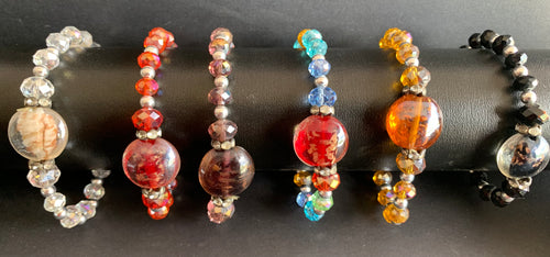 6 pcs Crystal Focal Bead Bracelet