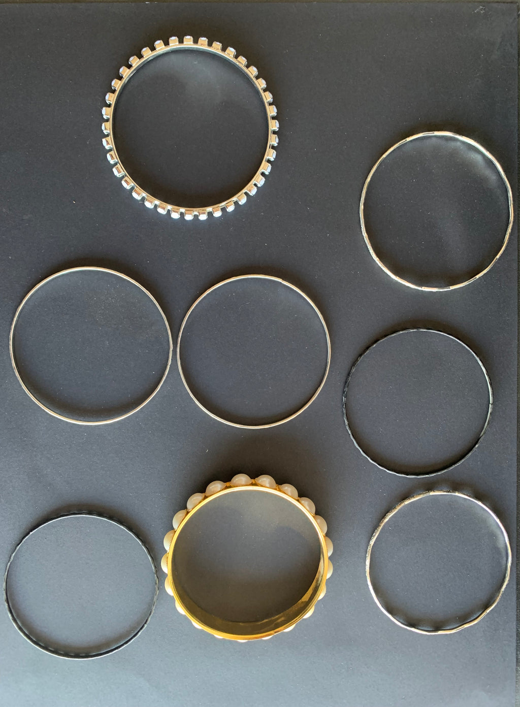 Habesha Bracelet Stack – Pearl, Crystal & Silver Bangles