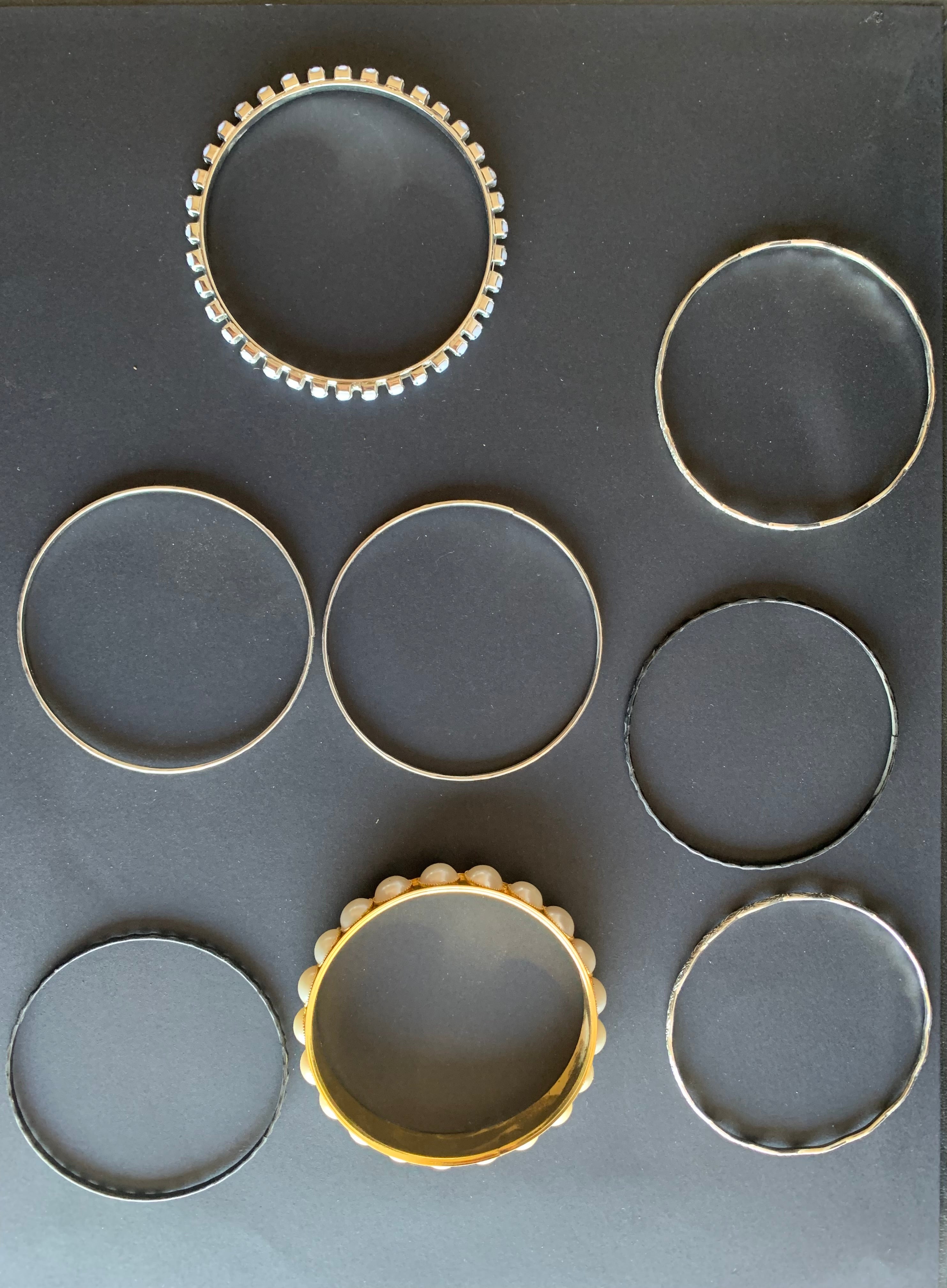 Habesha Bracelet Stack – Pearl, Crystal & Silver Bangles