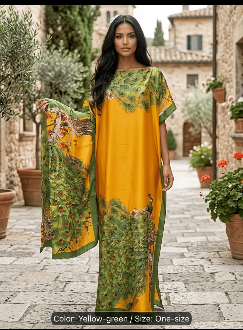 An Elegant Long Dress with Scarf