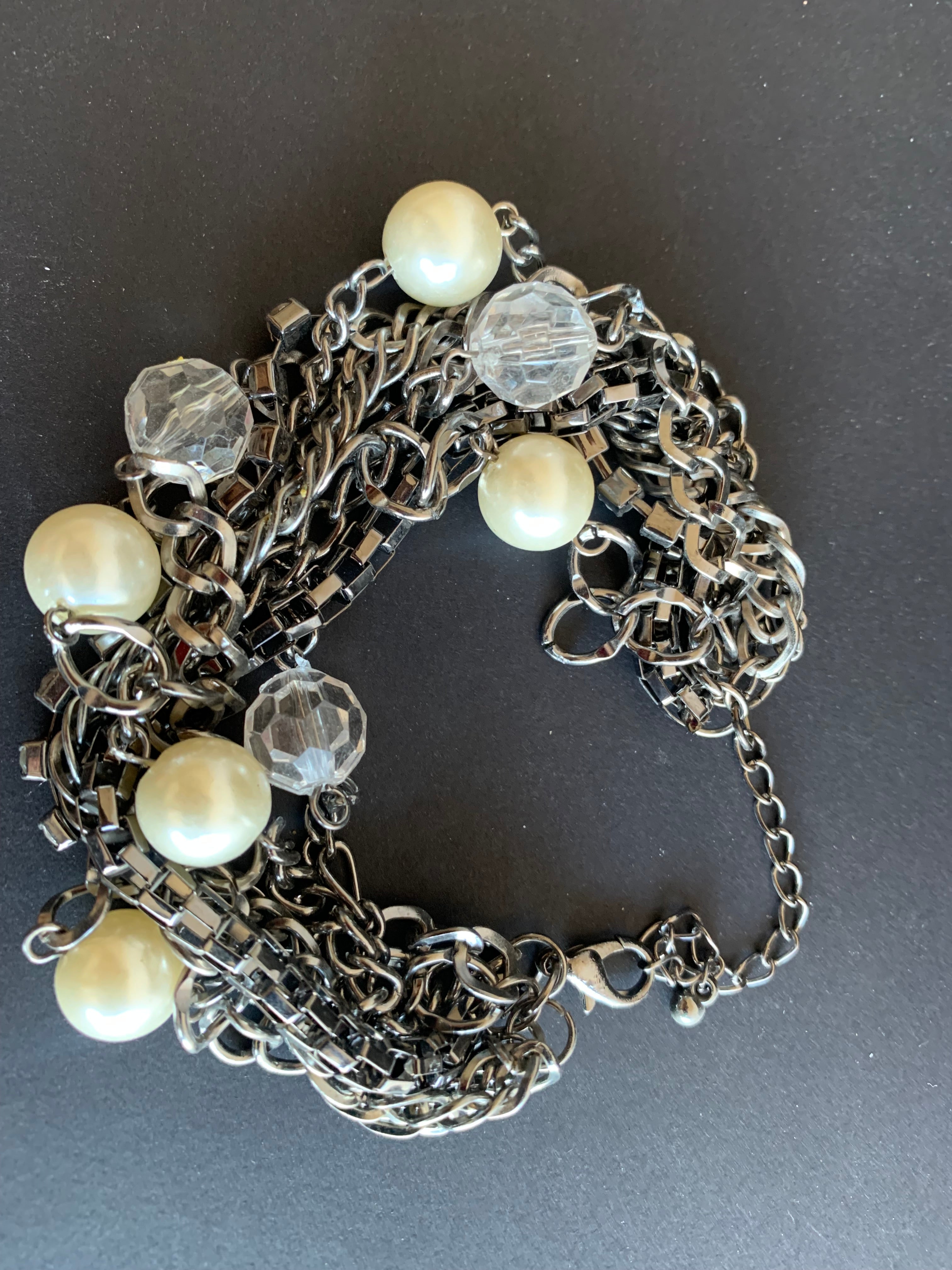 Pearl & Crystal Charm Bracelet
