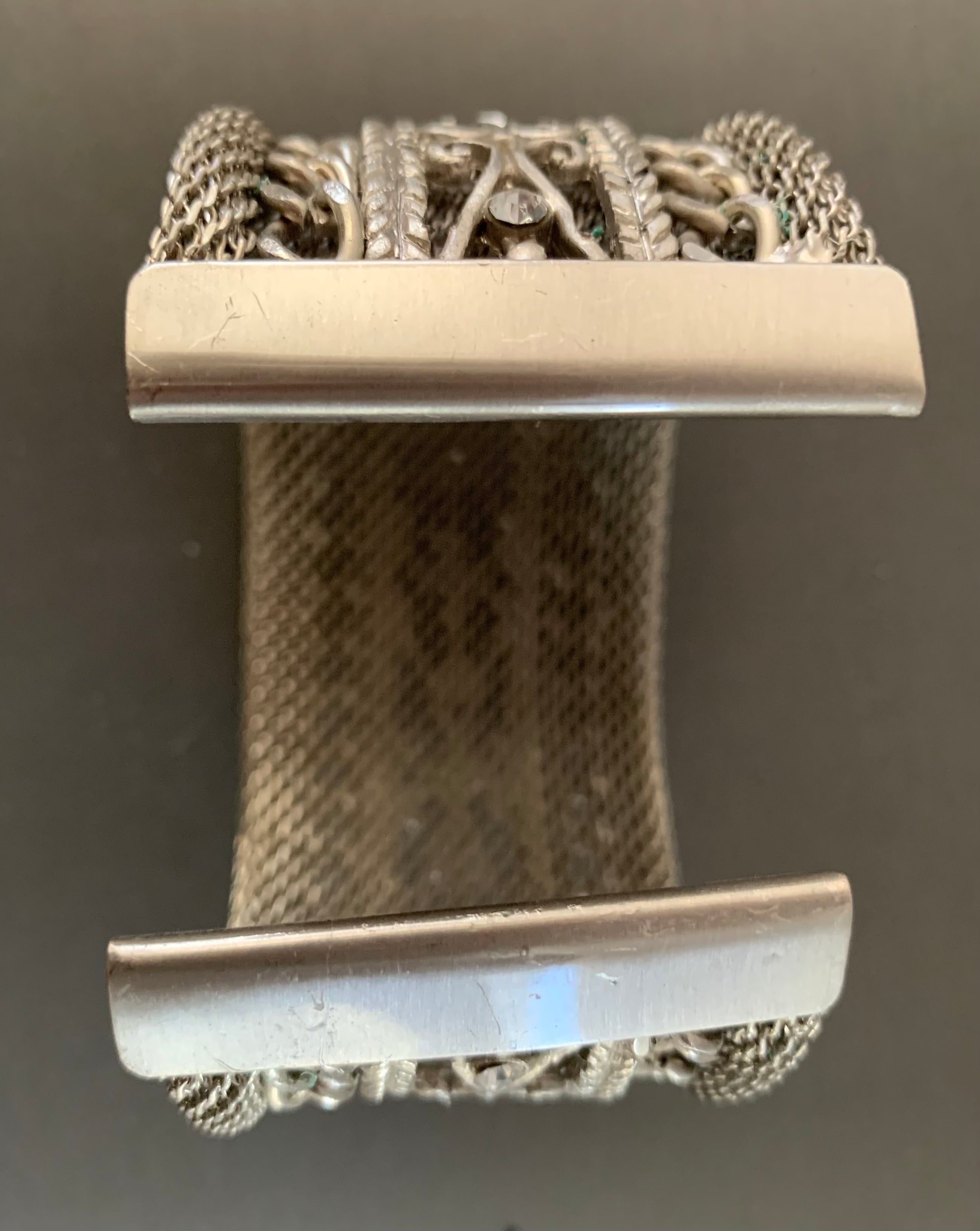 Silver Filigree Chain Cuff Bracelet