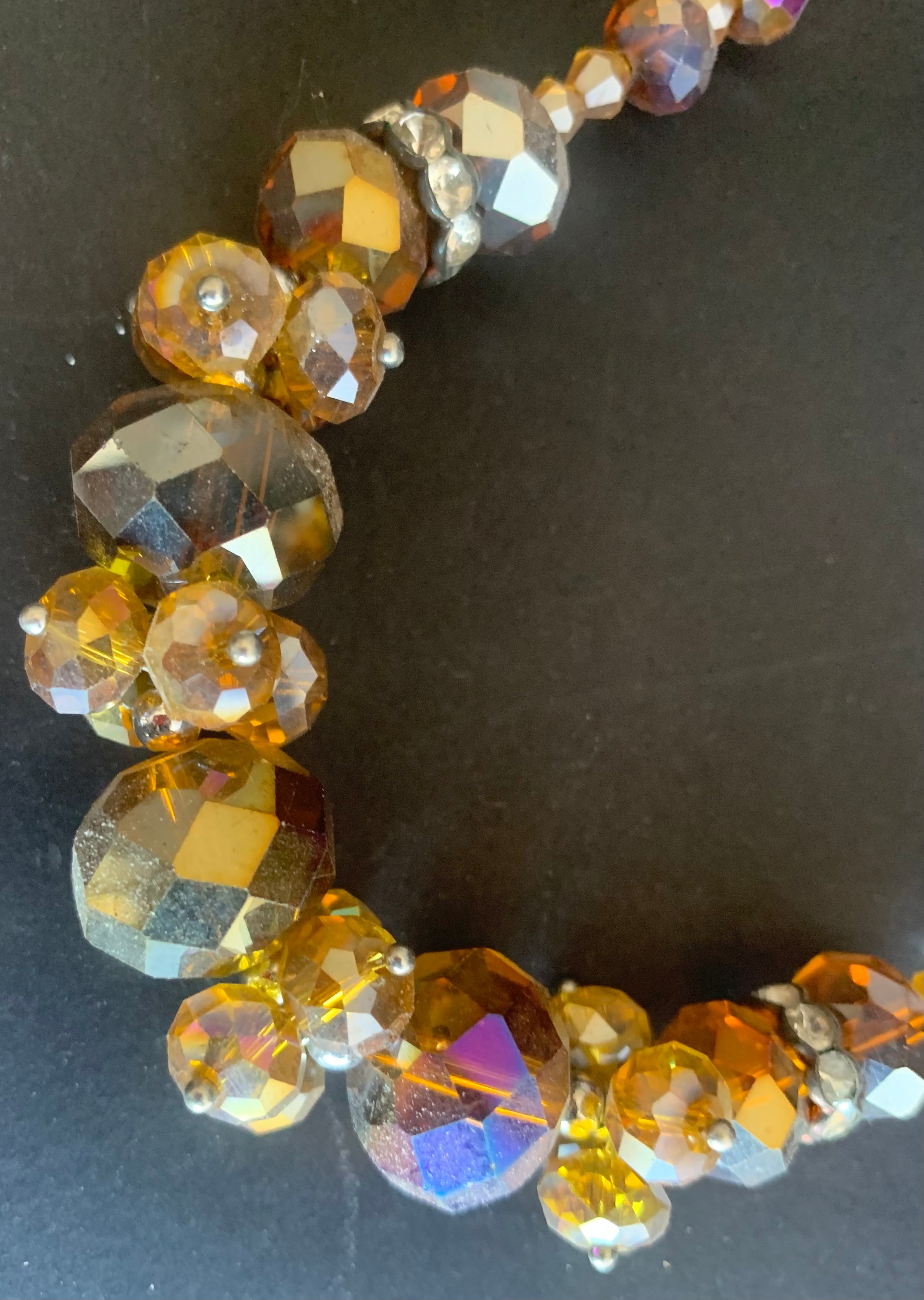 Brown Crystal Necklace & Earrings Setok