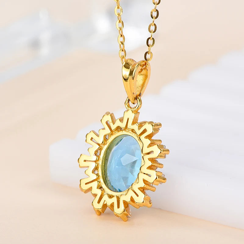 Natural Crystal Oval Cut Rhodium Plated 925 Sterling Silver Luxury Customized Solitaire Necklace Pendant