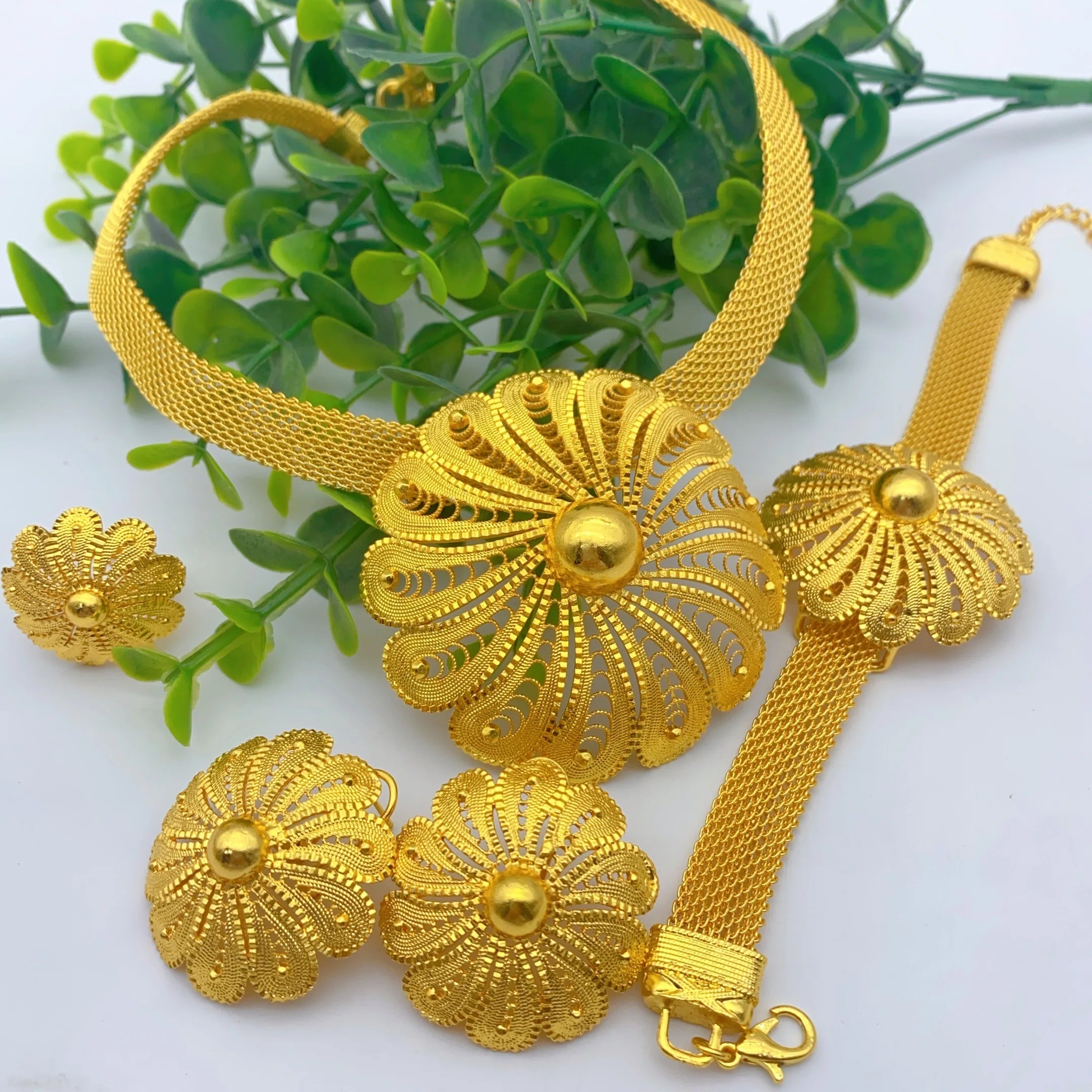 Luxury Ethiopian  Necklace And Earrings Jewelry Sets