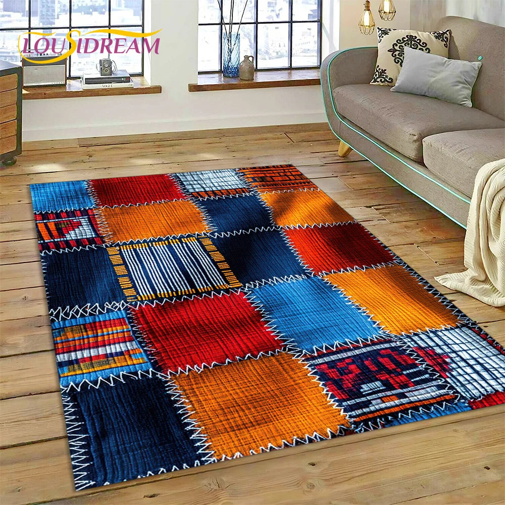 Ethiopia Colorful Flower Woven Art Baskets Rug Carpet