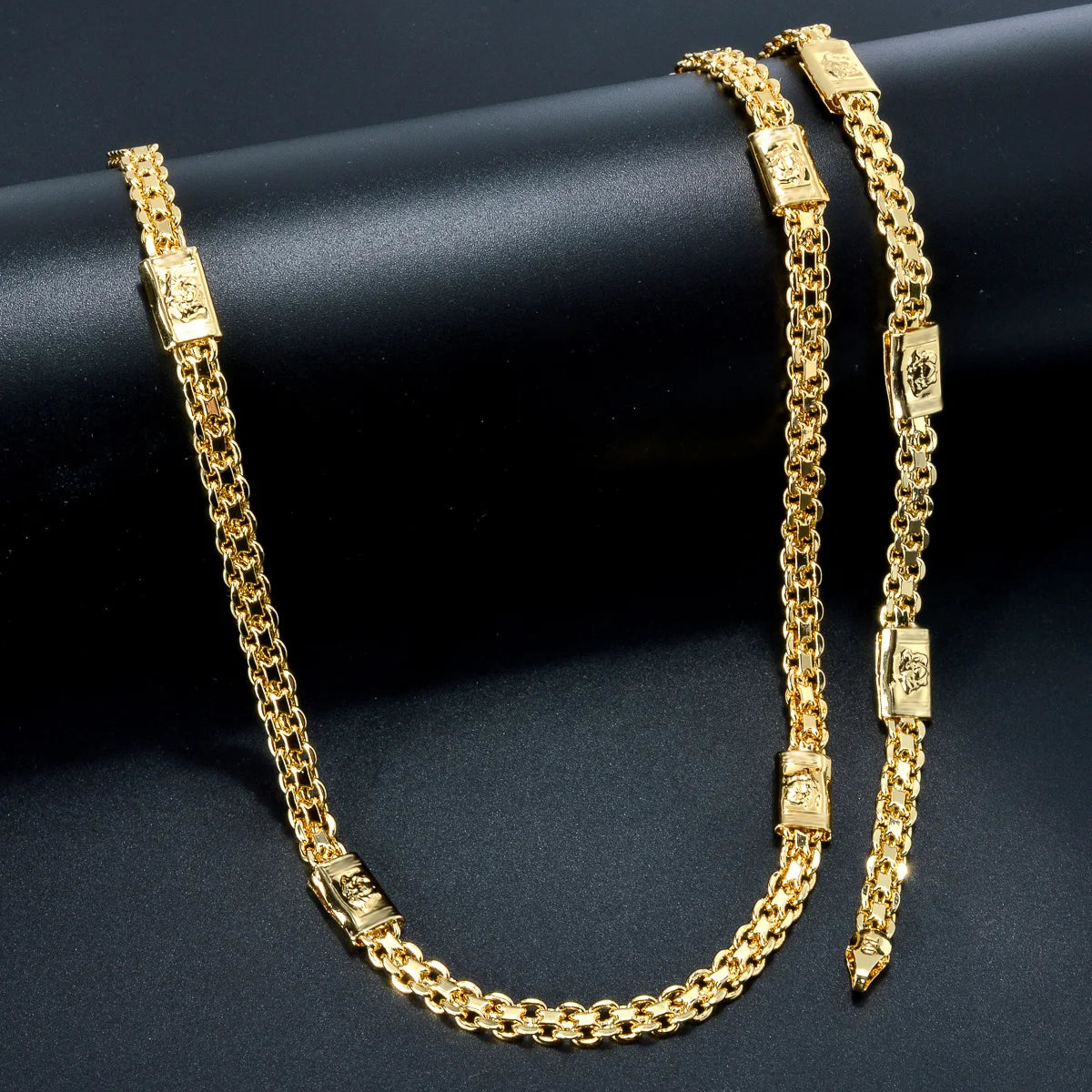 Italian Jewelry Set 18K Gold Plated Latest Design Women Men  Long Necklace Bracelet Set