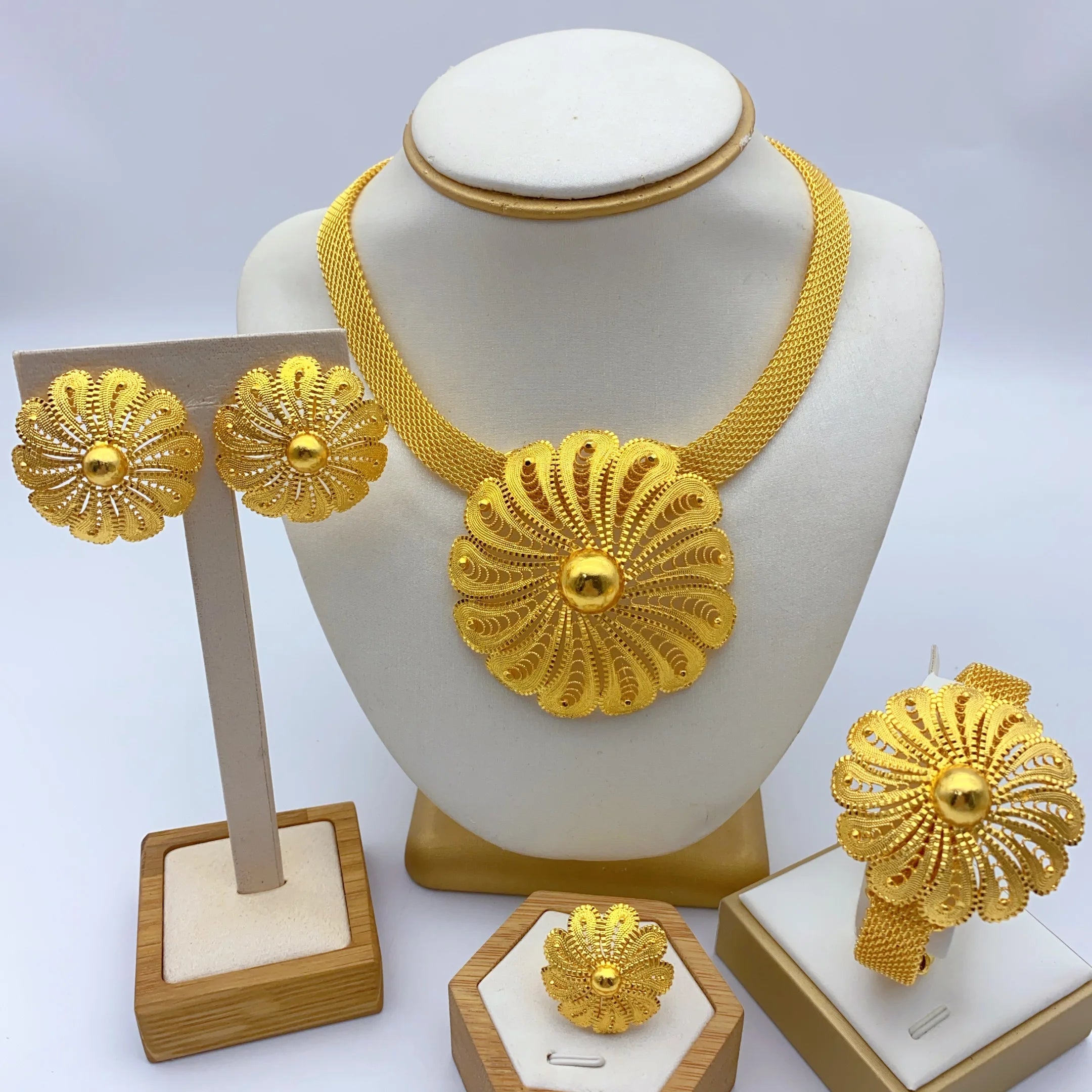 Luxury Ethiopian  Necklace And Earrings Jewelry Sets