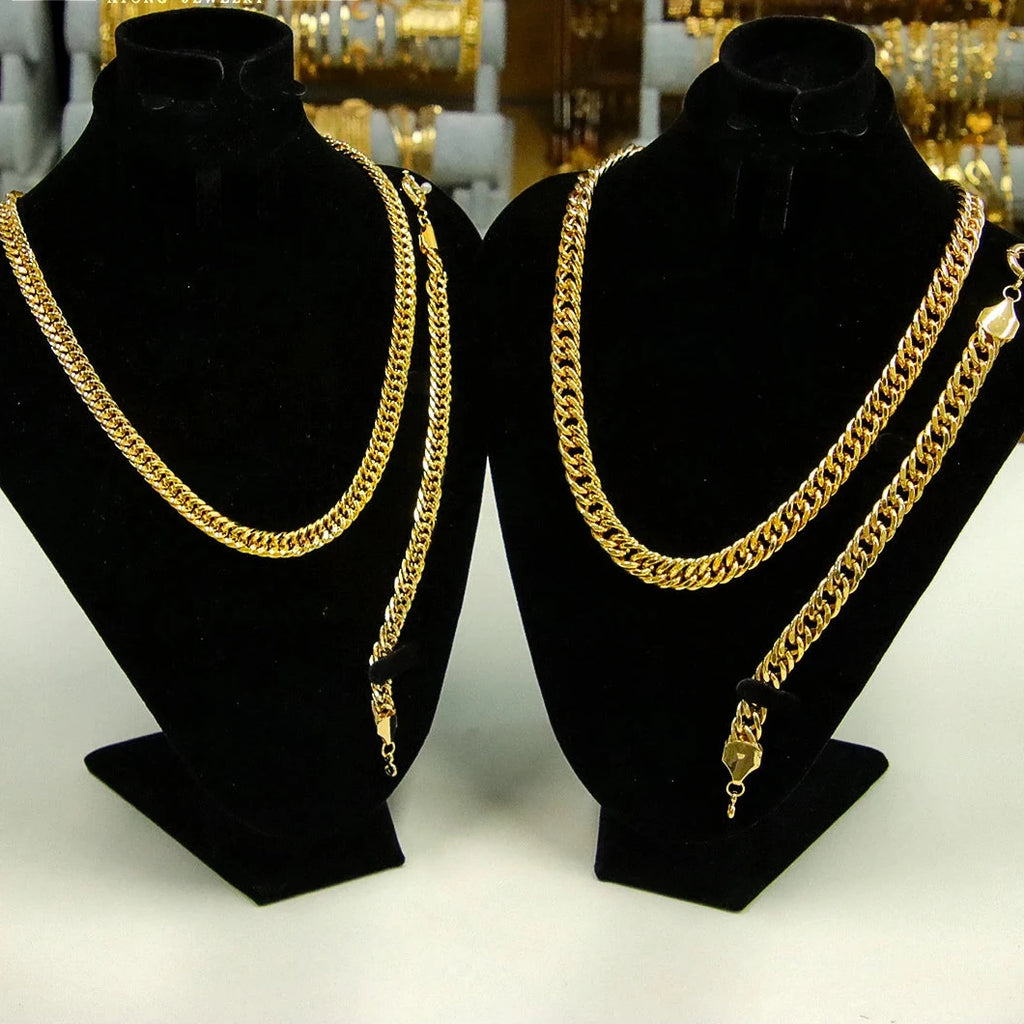 Luxury Jewelry Set 21k Gold Plated Dubai Fashion  Necklace  Women Men
