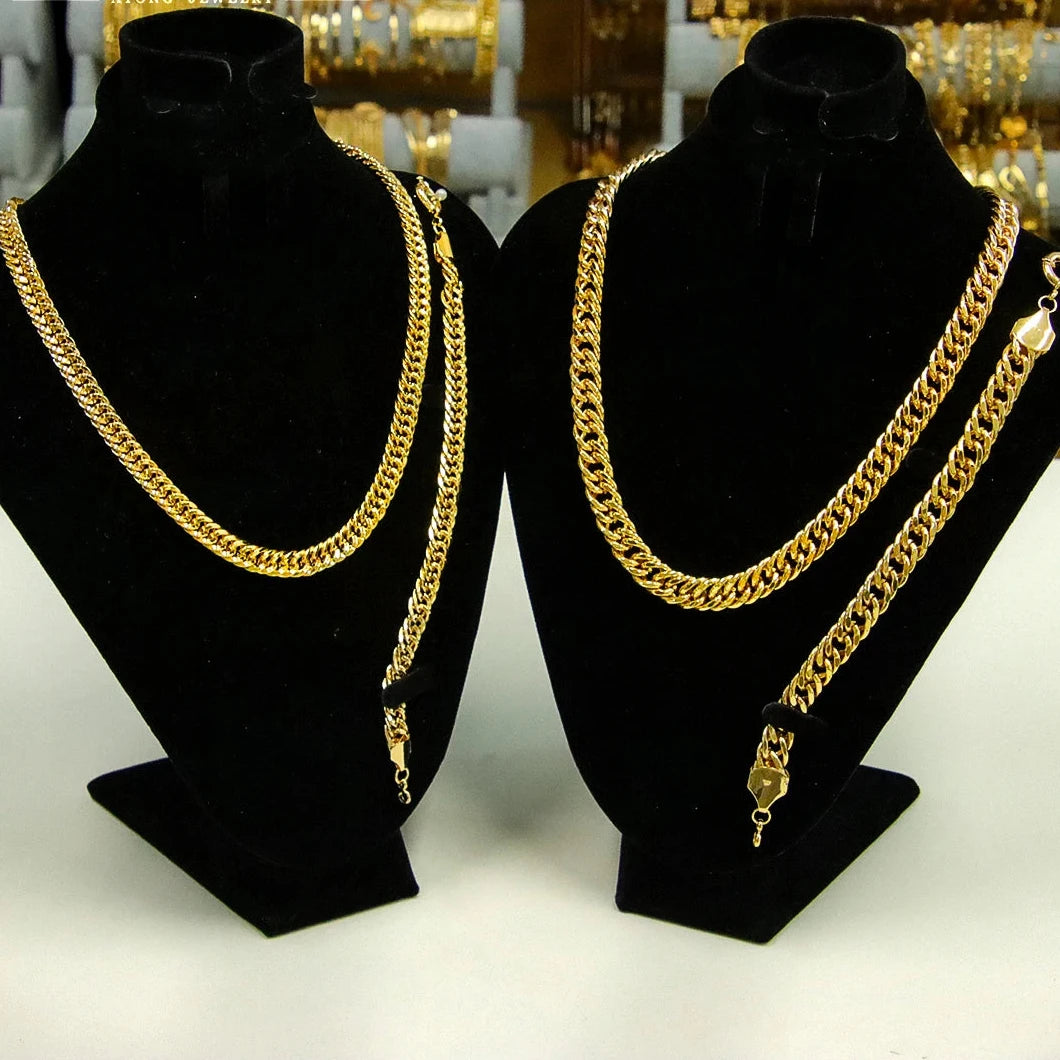 Luxury Jewelry Set 21k Gold Plated Dubai Fashion  Necklace  Women Men