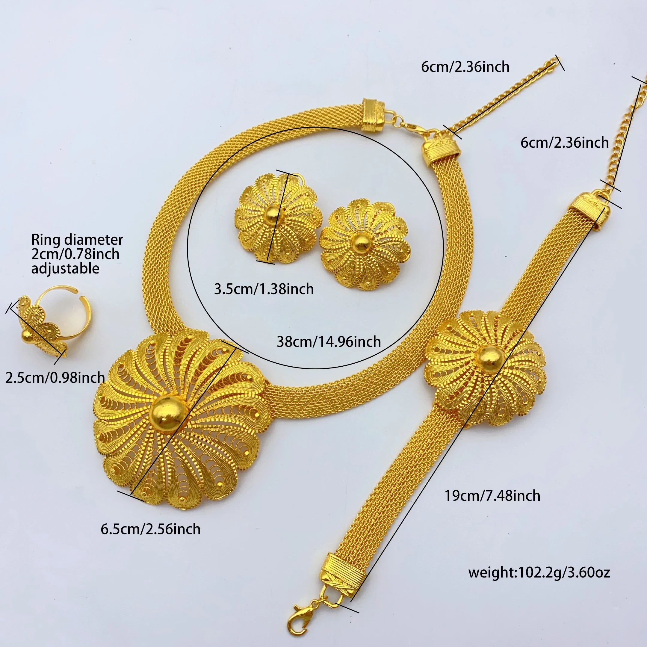 Luxury Ethiopian  Necklace And Earrings Jewelry Sets