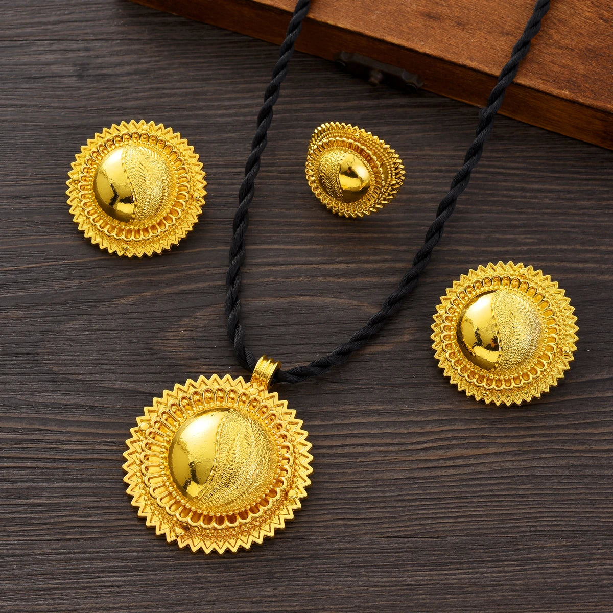 Eritrean Ethiopian Ethnic Gold Color Necklace Pendant Ring Earring