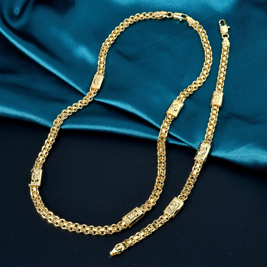 Italian Jewelry Set 18K Gold Plated Latest Design Women Men  Long Necklace Bracelet Set
