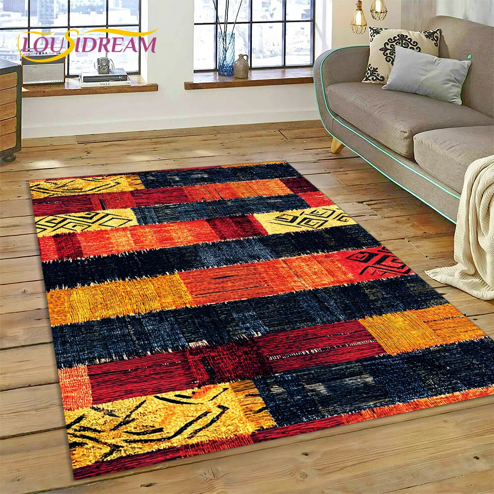 Ethiopia Colorful Flower Woven Art Baskets Rug Carpet