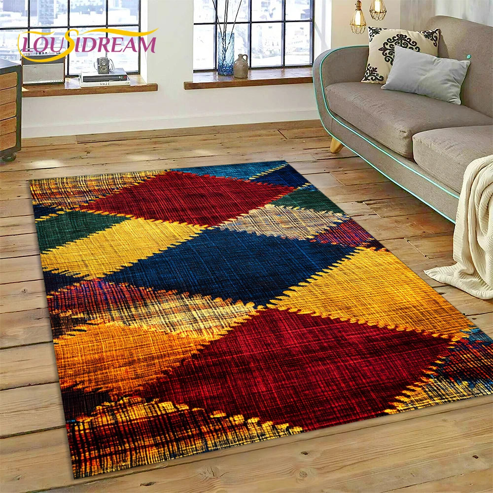 Ethiopia Colorful Flower Woven Art Baskets Rug Carpet