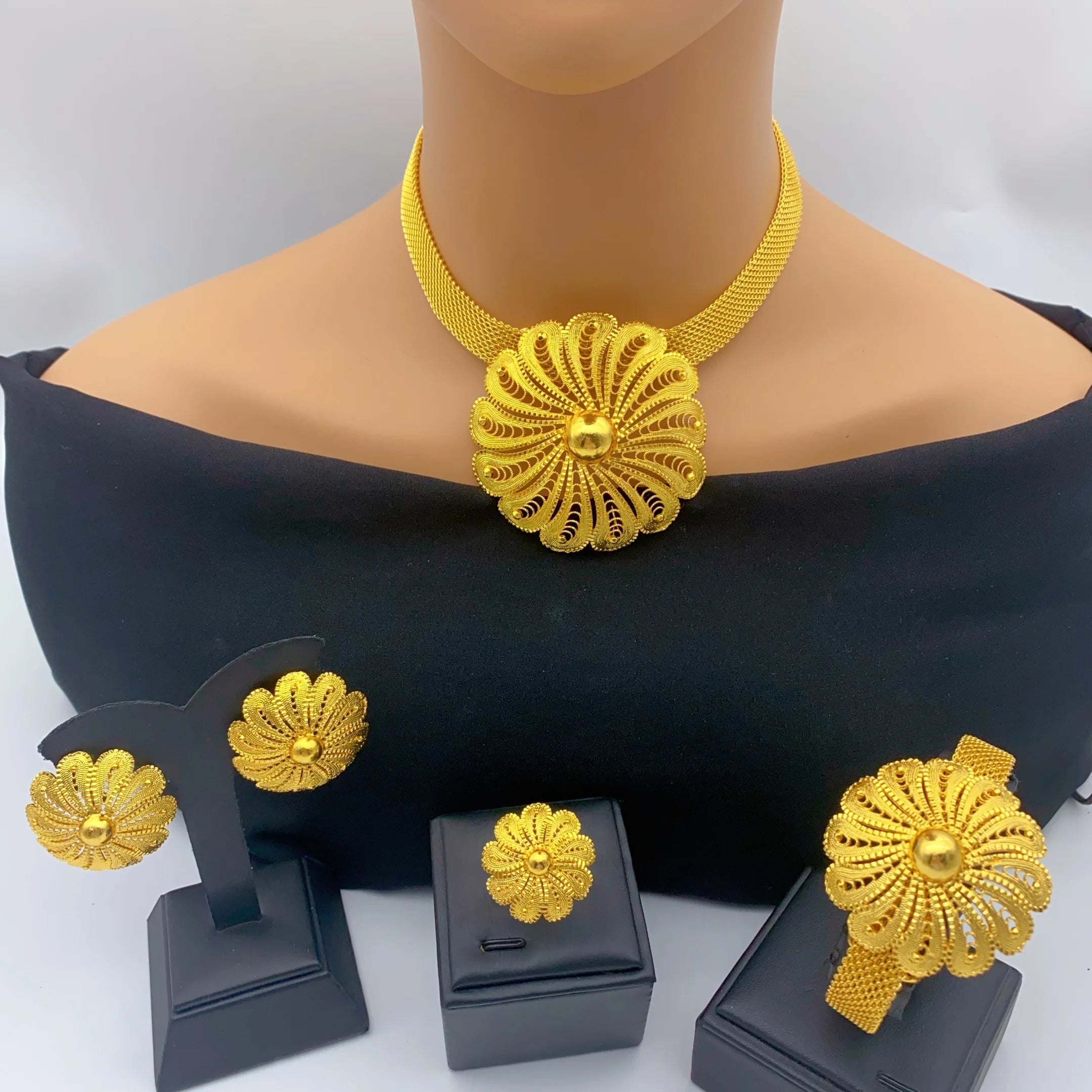 Luxury Ethiopian  Necklace And Earrings Jewelry Sets