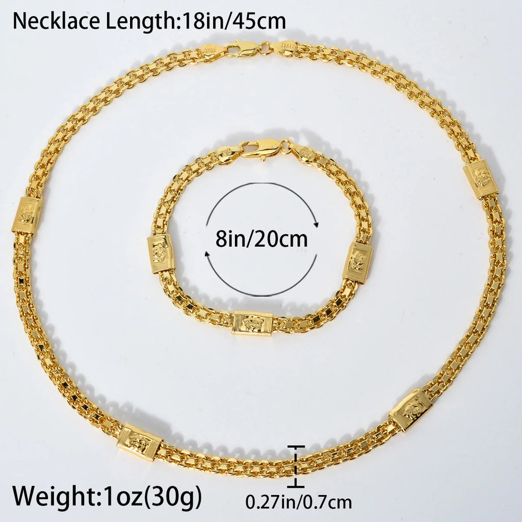 Italian Jewelry Set 18K Gold Plated Latest Design Women Men  Long Necklace Bracelet Set