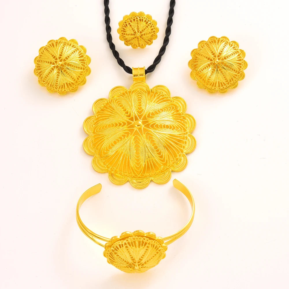 Habesha Jewelry sets Pendant Earrings Rings Bangle