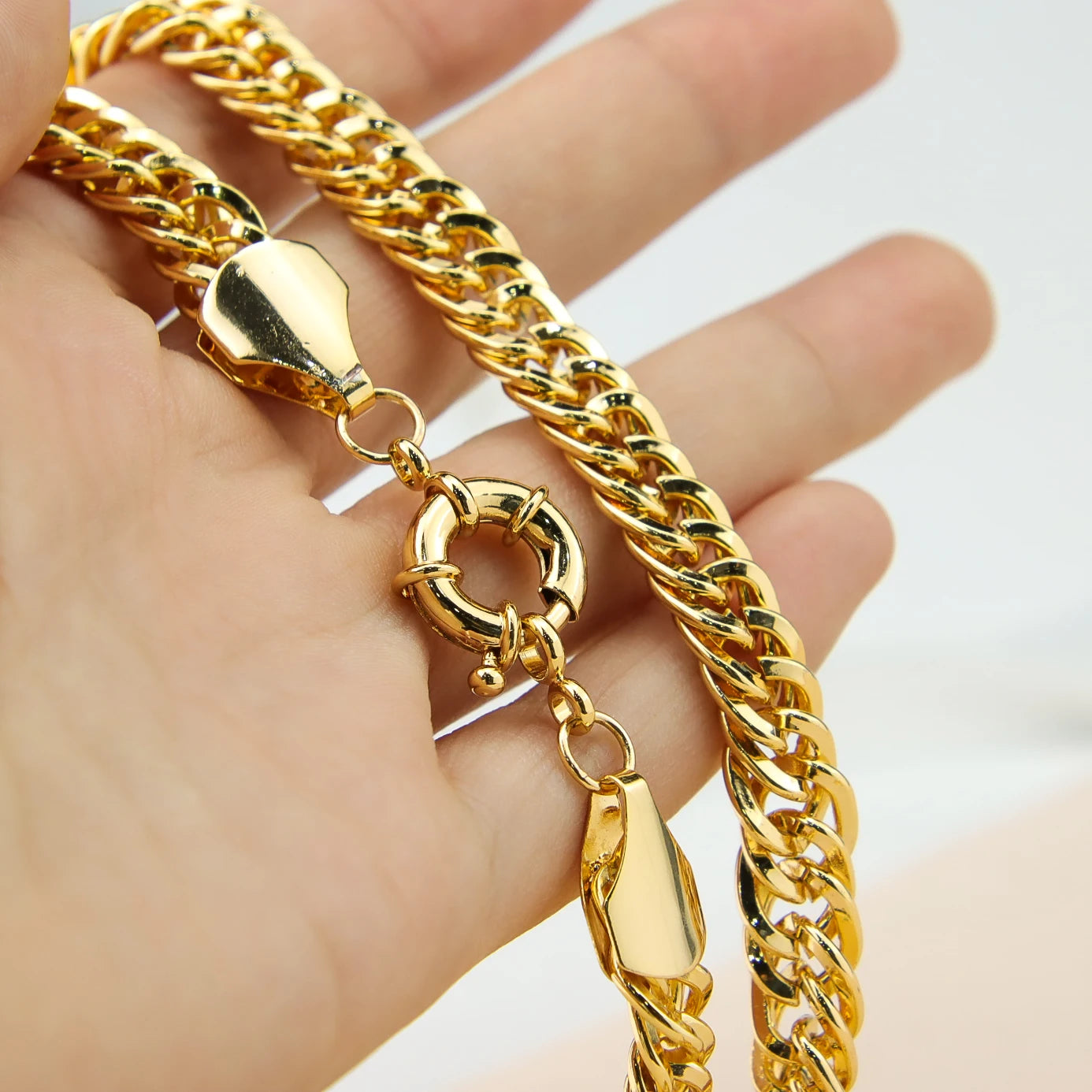 2pcs Necklace Set 18k Gold Plated  Women's Men's Vintage Jewelry