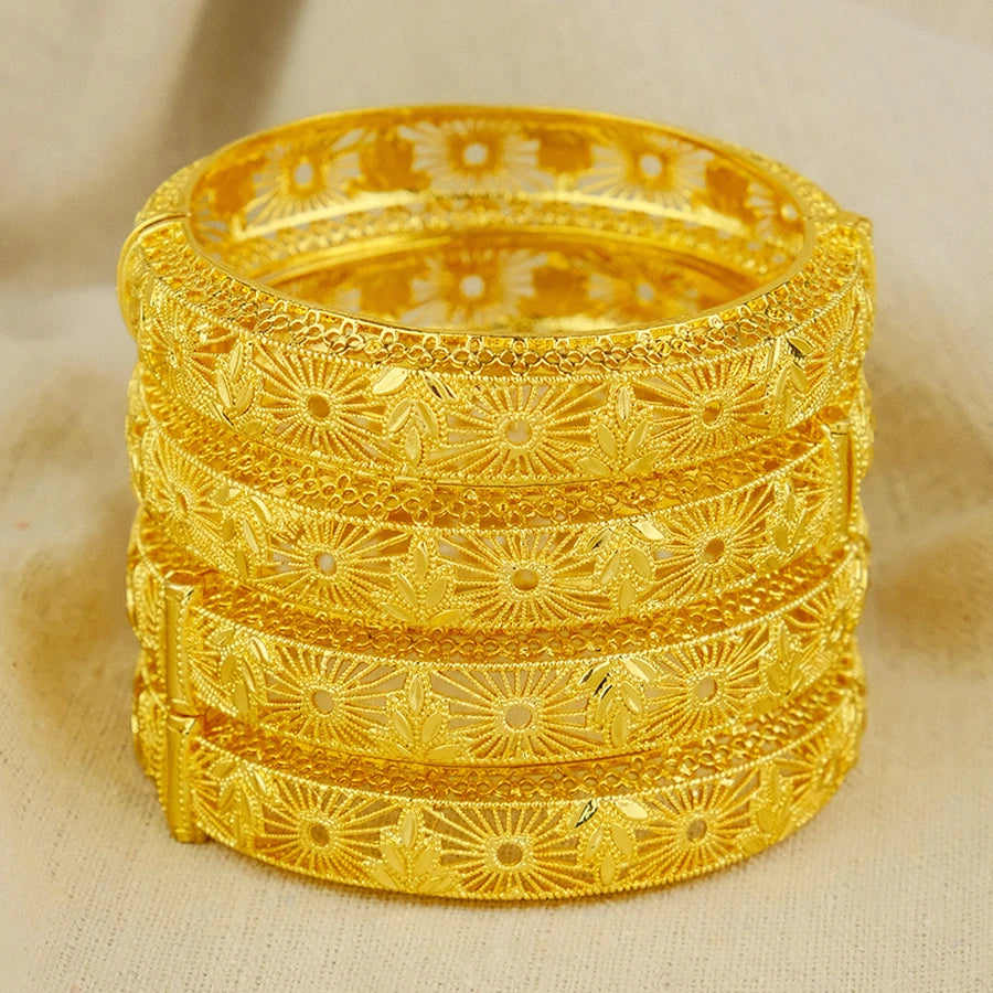 Luxury women Dubai 24K Gold Color Bracelet