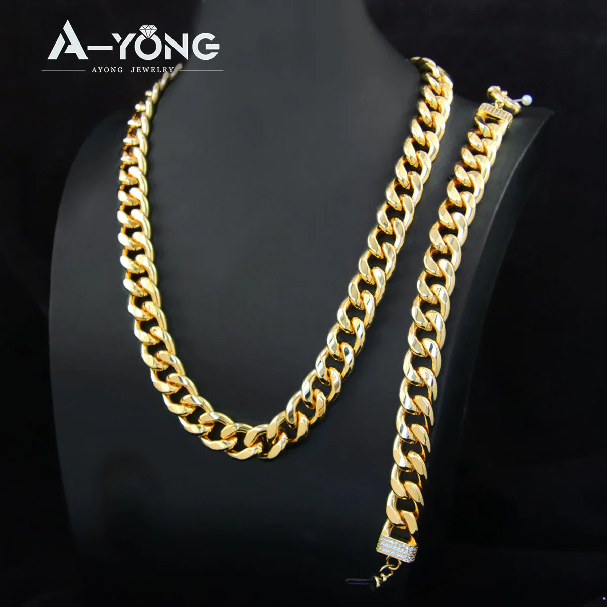 Luxury Jewelry Set 21k Gold Plated Dubai Fashion  Necklace  Women Men