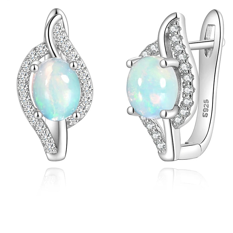 Natural Ethiopia opal earring  gemstone  925 sterling silver fine jewelry for women